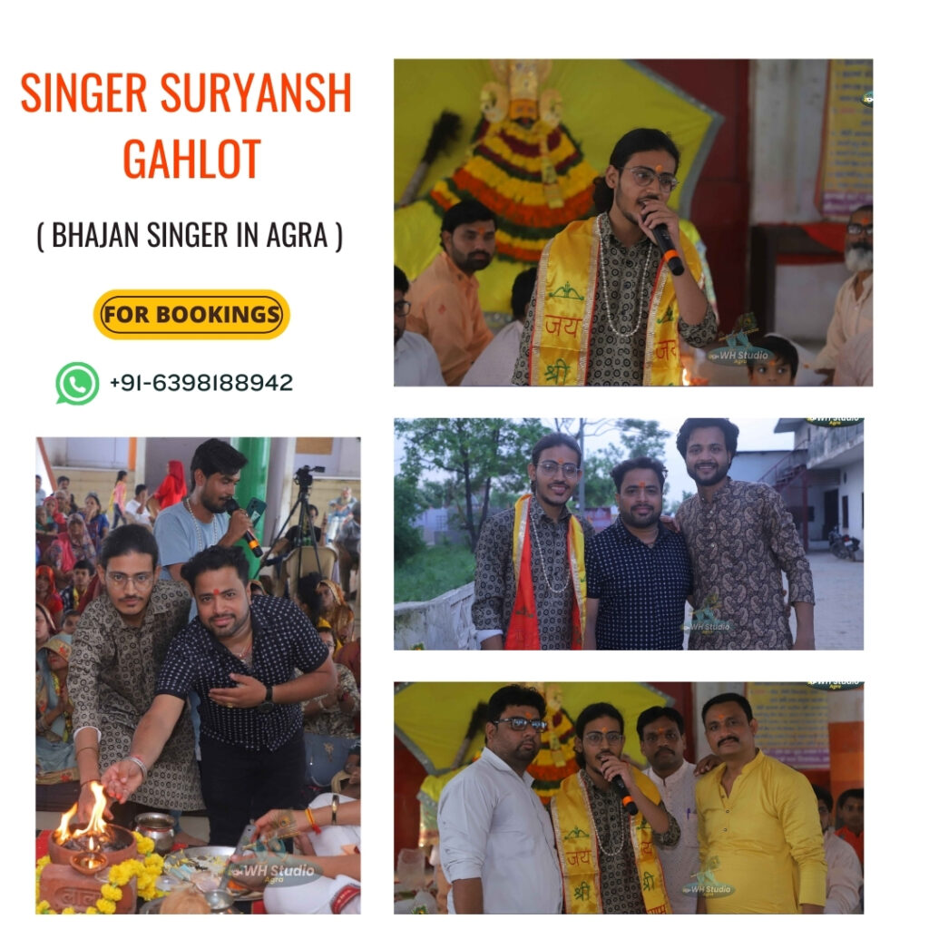 Singer Suryansh Live Khatu Shyam Kirtan Images with Singer Vikas Verma and Singer Triloki Sharma