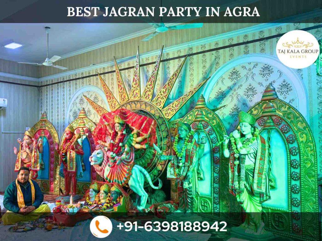Best Jagran Party in Agra by Taj Kala Group Events with Mata Rani Darbar stage.