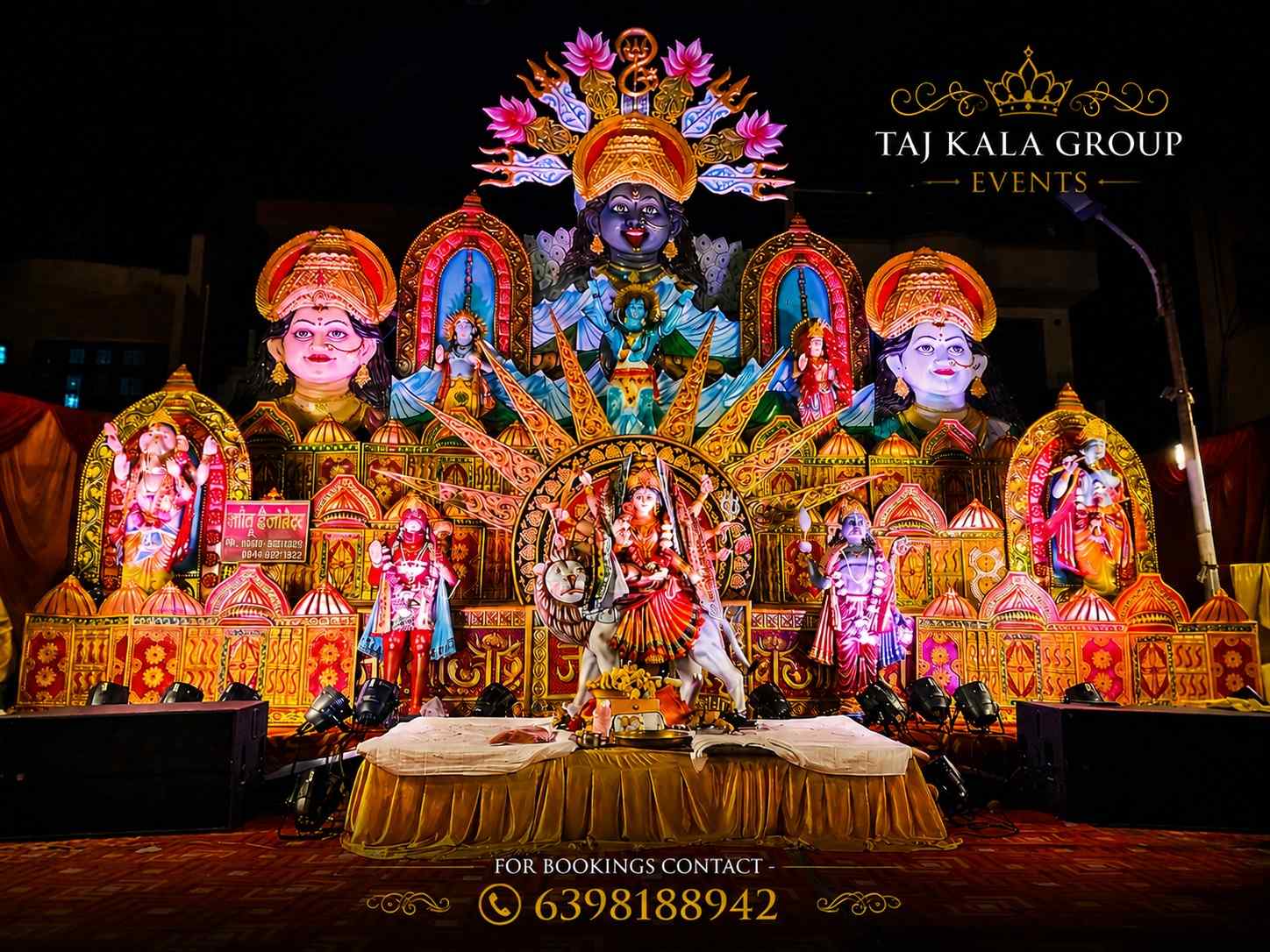 Transform your venue with our premium mata ki chowki decor. We specialize in creating a majestic bhawan darbar for mata ki chowki that leaves your guests spellbound. 🎤🌺