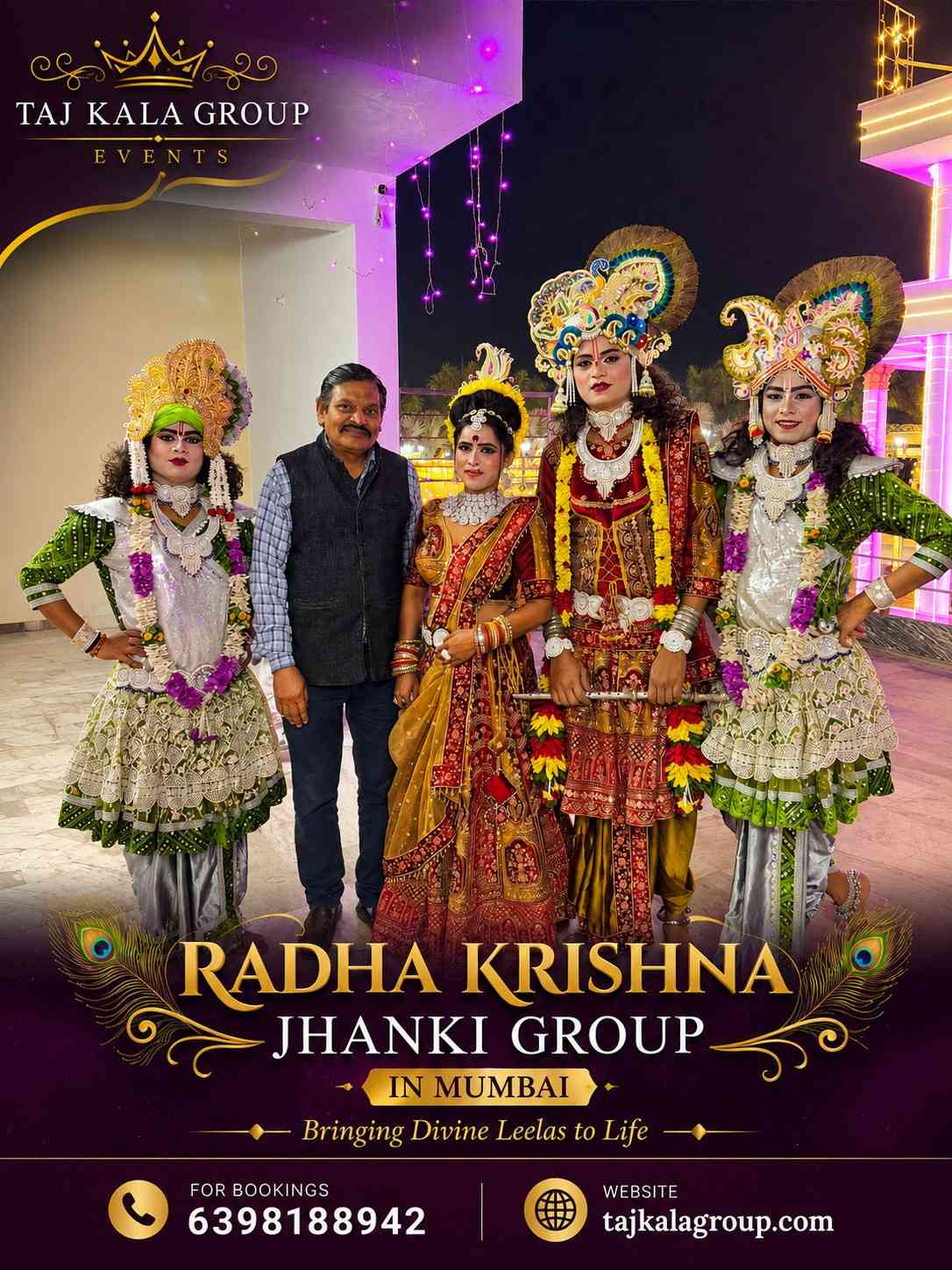 Beautiful group presentation featuring our multiple talented costume dance artists and traditional look setup for Mumbai functions.
